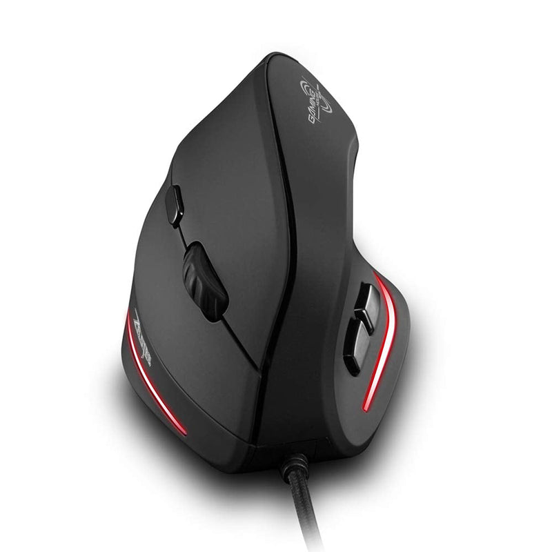 Zelotes T20 Vertical Mouse, Wired Ergonomic Mouse, 3200DPI,6 Buttons, LED Optical Mouse Mice for Computer, Laptop, PC – Black