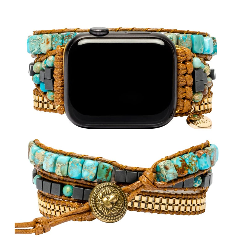 Cape Diablo Smart Watch Band for Women - Handmade Gemstone Strap - Compatible with 38mm-45mm Apple Faces Turquoise Calming Energy