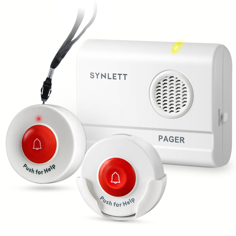Caregiver Pager Wireless Call Buttons for Elderly Monitoring SOS Alert System Portable Alarm for Nurse Call Seniors Patients Emergency Home 2 Call Buttons 1 Receiver