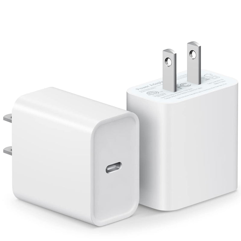 [2 Pack] USB C Wall Charger, iPhone 15 Charger Block 20W PD Power Adapter Compatible with iPhone 15/15Pro/15Pro Max/15Plus/14/13/12/11,Xs/X, iPad, Samsung Galaxy and More White