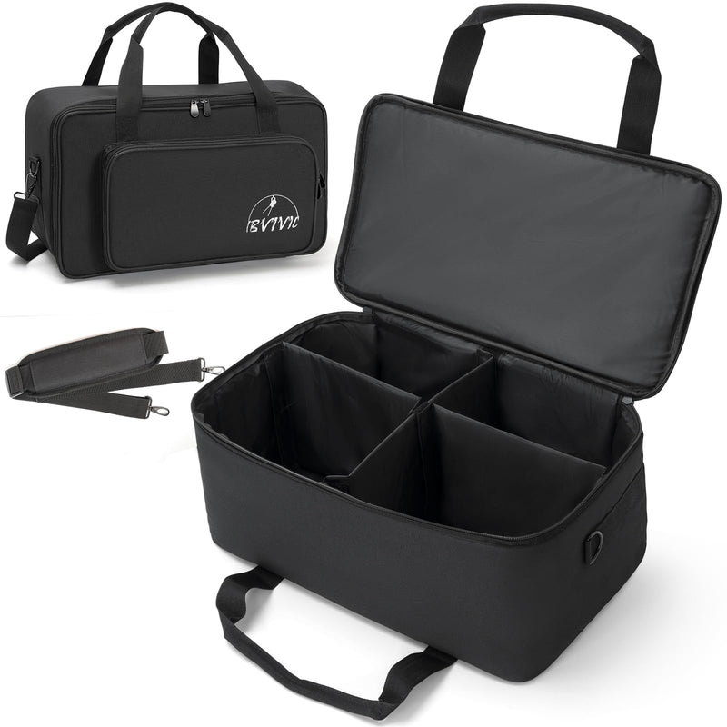4 Par Spotlight Bag 5/16'' Padded Stage Lighting Storage Bag with Dividers, Handle, Straps, Black 4 Par Lights Bag
