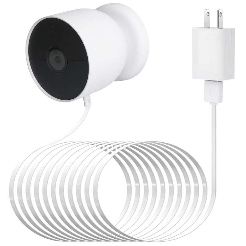 Power Cable Compatible with Google Nest Cam Outdoor or Indoor, Battery, 30Ft/9.1m Weatherproof Outdoor Cable Continuously Charging Your Nest Camera (White) White