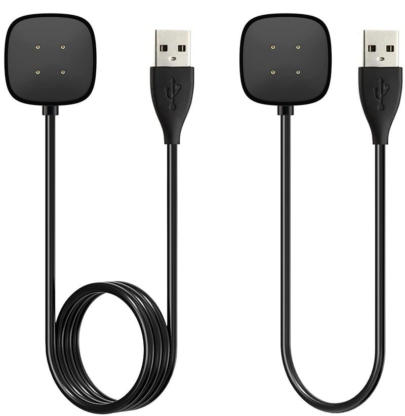 [2-Pack] Charger Cable Compatible with Smart Watch Fitbit Sense/ Versa 3, Replacement USB Charging Cradle Dock Stand Cable (3.3 ft/1.0ft) 3.3 ft/1.0 ft