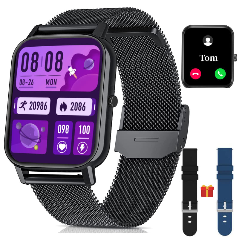 Smart Watch for iPhone Compatible - 2023 Smart Watch Answer Make Call for Android Phones for Women Men, Heart Rate Blood Oxygen SpO2 Sleep Fitness Watch Tracker Compatible Android iOS Phones black