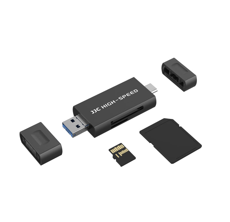 JJC UHS-II SD Micro SD Card Reader, 3-in-1 USB 3.1 USB-C Type-C 3.1 Micro USB 2.0 Connection Port, High Transfer Speed up to 312MB/s, Compatible with Computer, Laptop, OTG Enable Phone and Tablet USB 3.1 UHS-II Black