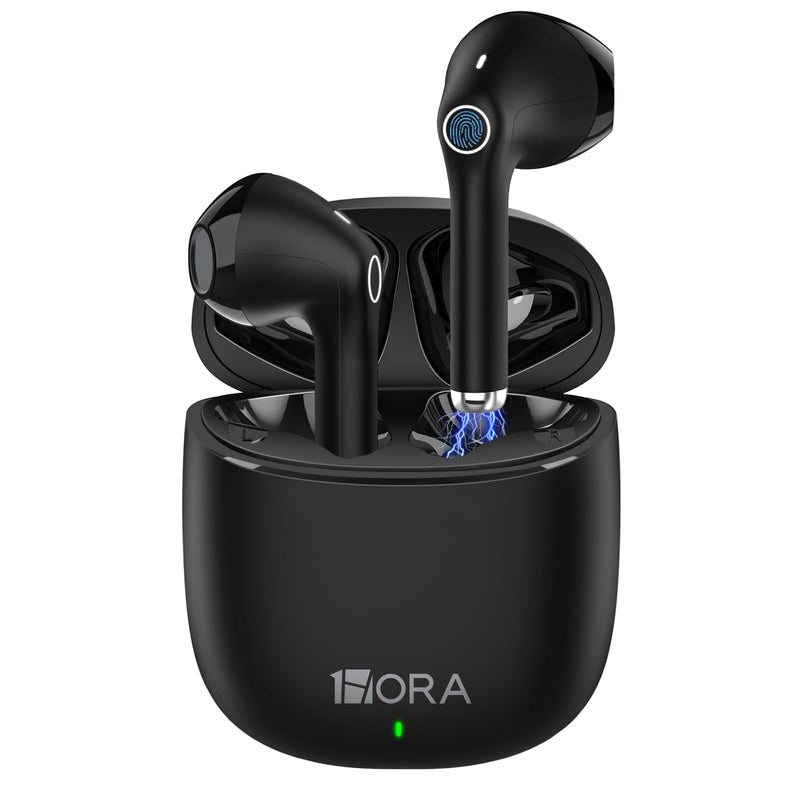 1 Hora Wireless Earbuds Bluetooth 5.3, Sports Headphones Deep Bass in-Ear Earphones, Premium Sound with Charging Case, Compatible with iPhone, Android Smartphone, Tablet, Laptop Black