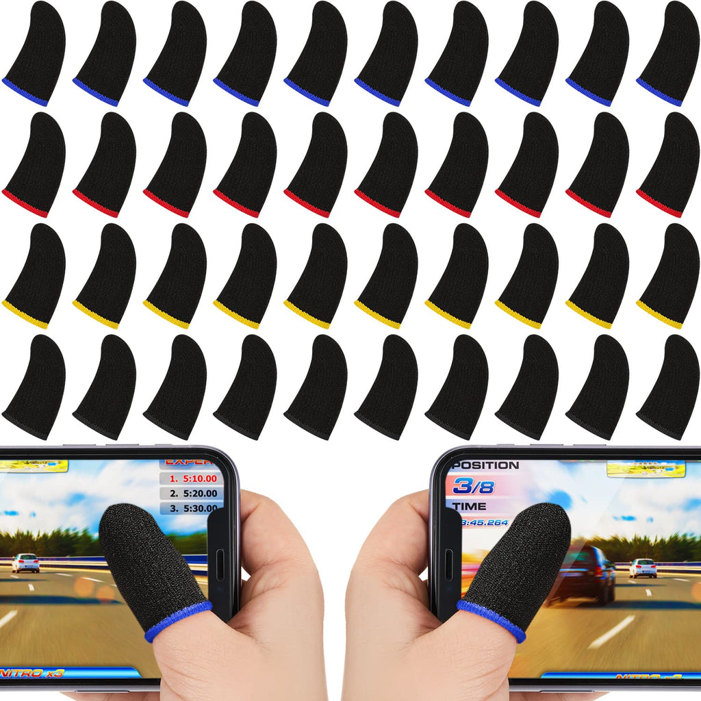 120 Pcs Finger Sleeve for Gaming Anti Sweat Game Controller Finger Thumb Sleeve Breathable Finger Covers Touchscreen Gaming Gloves for Mobile Phone Game, 4 Designs (Colorful) Colorful