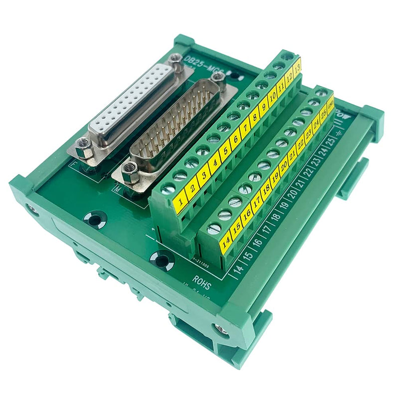 Jienk DB25 Male/Female D-SUB Din Rail Mount Interface Module, D-sub Terminal Block Breakout Board