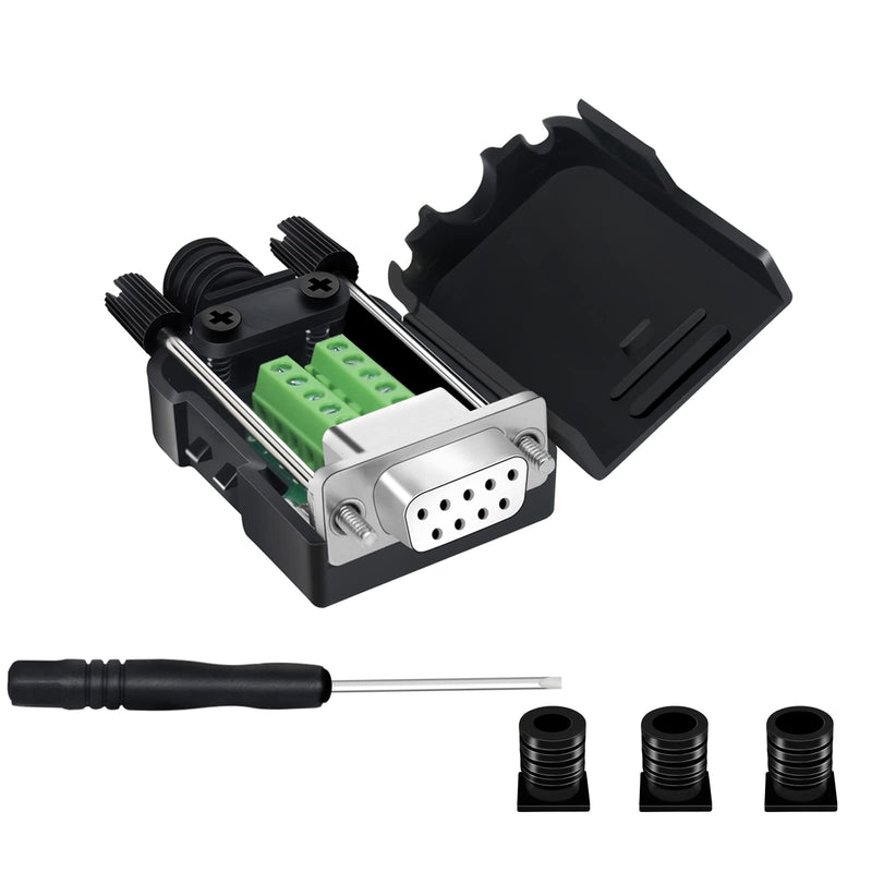 DB9 Breakout Connector ,DB9 Solderless RS232 D-SUB Female Serial Adapters 9-Pin Port White Adapter to Terminal Connector Signal Module with case Female Connector