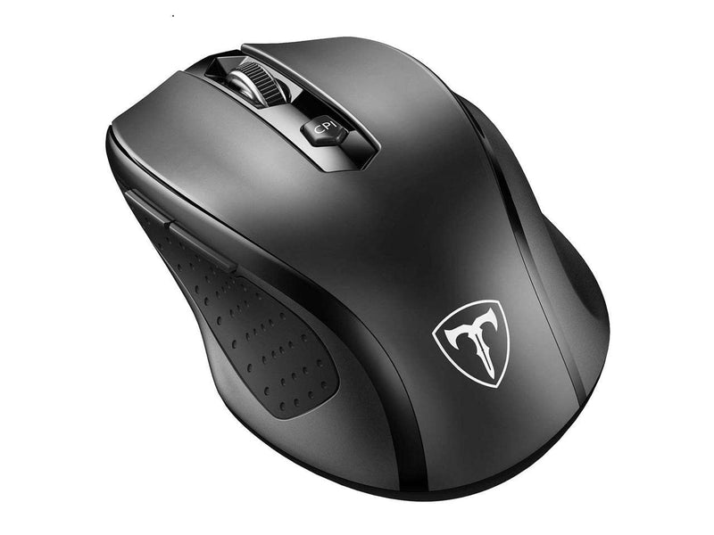 Happy Fit 2.4G Wireless Mouse Portable Mobile Optical Mouse with USB Receiver, 5 Adjustable DPI Levels, 6 Buttons for Notebook, PC, Laptop, Computer, MacBook - Black - New