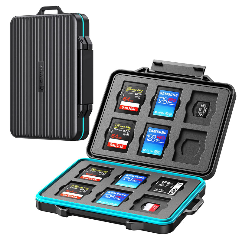ORICO 24 Slots SD Card Case Holder for 12 SD TF Card Waterproof Shock Resistant Memory SD Card Carrying Storage Organizer Box with Labels TF(Micro SD) Card×12,SD Card×12