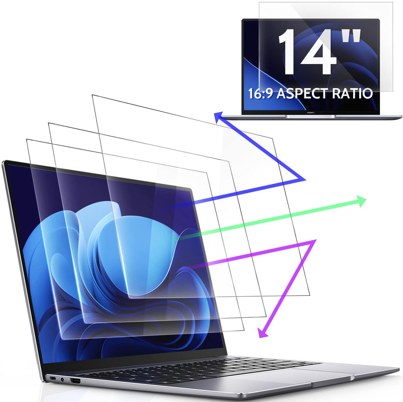 3 Pcs 14 Inch Anti Blue Light Screen Protector Compatible With Lenovo Hp Dell Acer Asus Samsung etc Laptop-16:9 Aspect, 14" Computer Monitor Glare Filter Uv Blocker Shield Cover Eye Protection Film Blue Screen for Laptop 14" 16:9 Aspect