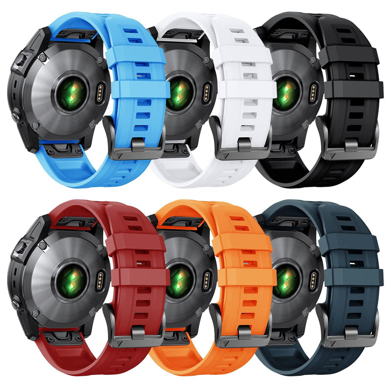NotoCity Compatible with Fenix 7/Fenix 6/Fenix 5 Band,QuickFit 22mm Silicone Watch Band for Fenix 8 47mm/Fenix 7 Pro/Fenix 6 Pro/Fenix 5 Plus/Approach S70/S62/S60/Epix 2 Pro 47mm(6PCS) 6pcs