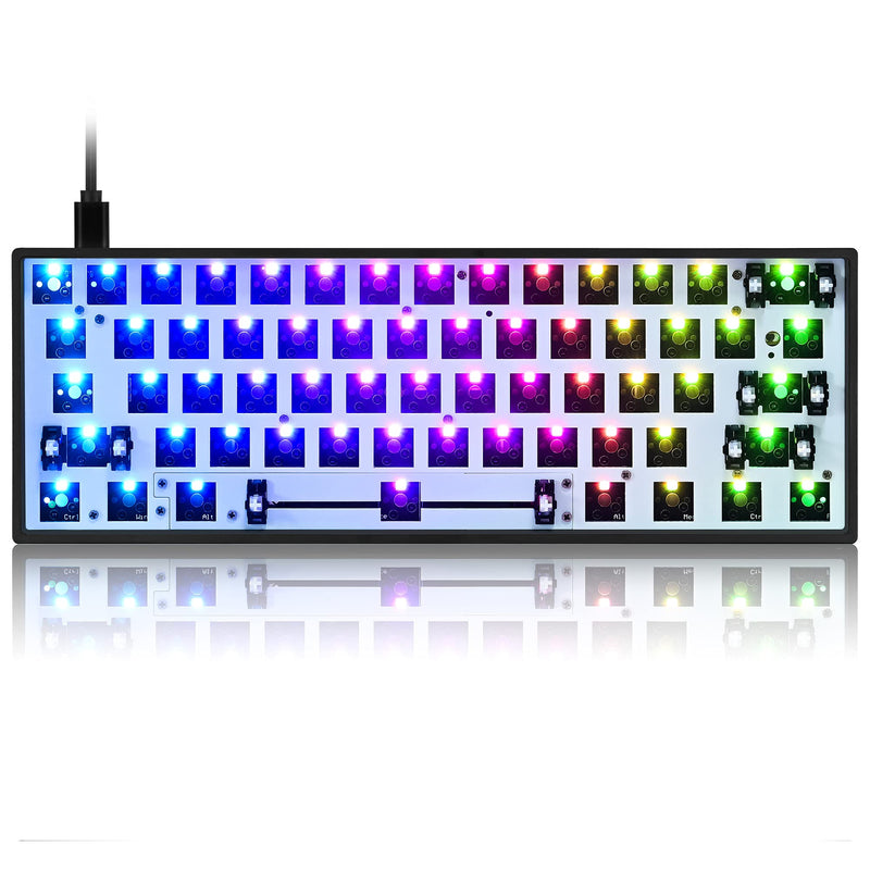 GK61X V3 PCB Plate Case for 60% Keyboard Custom Hot Swappable RGB Keyboard DIY Kit with Mute Cotton Wired for 3/5 Pin Switch (GK61X-Lite Black) GK61X-Lite Black