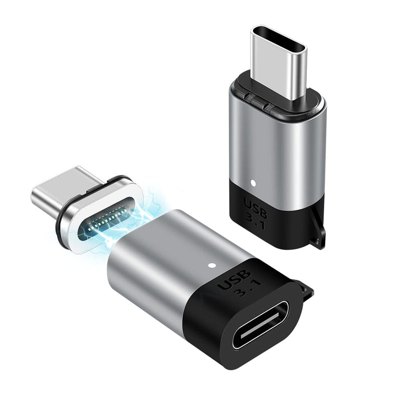 Magnetic USB C Adapter Straight 24 Pin Mini Magnetic USB C Adapter Connector 2 Pack 100W PD Fast Charge 20Gbs Data Transfer USB3.1 magnetic usb c adapter straight 2