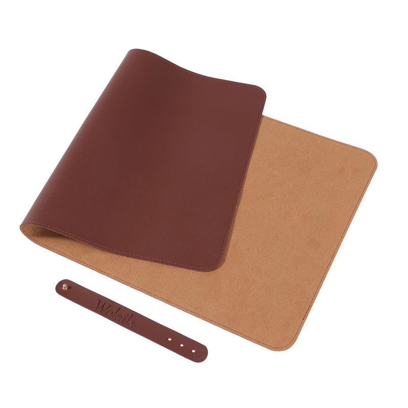 Wolaile Desk Blotter Pad,36x17 inch PU Leather Computer Mouse Mat,Non-Slip Waterproof Writing Desktop Protector for Office Home,Large,Brown 36"x17" Brown