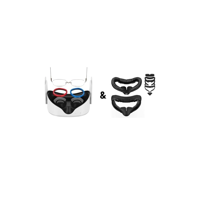 AMVR Resilient VR Facial Vent Soft Interface + AMVR Lens Anti-Scratch Ring Protecting Myopia Glasses