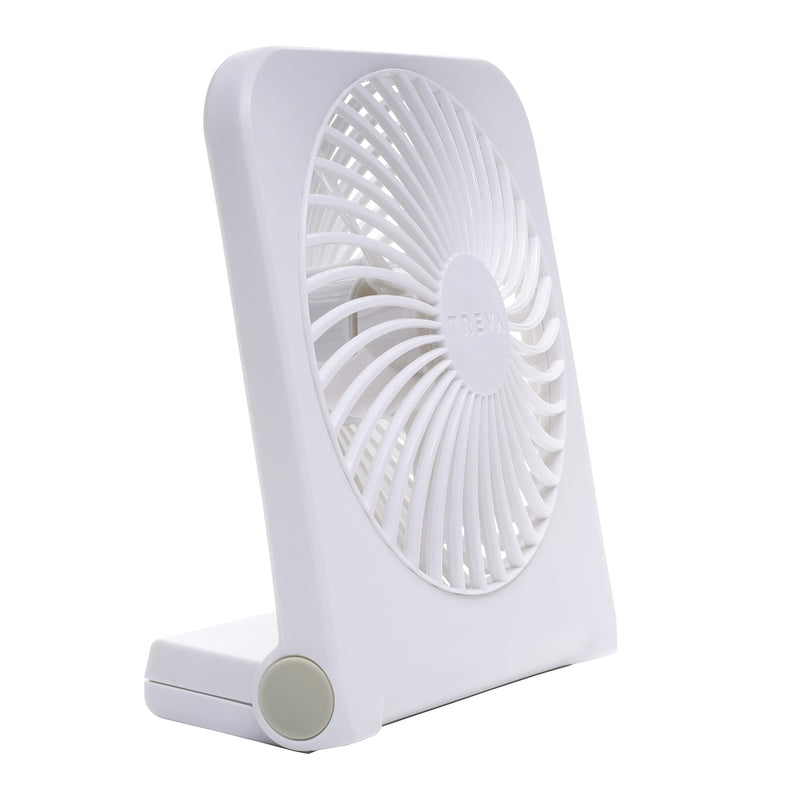 Treva 5-Inch USB And Battery Powered Desk Fan, With 2 Cooling Speeds And Adjustable Tilt (White)