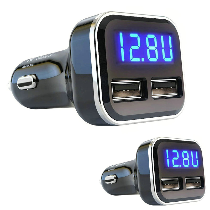 2 Pack Jebsens 4.8A 24W Dual USB Car Charger Volt Meter Car Battery Monitor with LED Voltage & Amps Display, for iPhone 7 / 6s / Plus, iPad Pro/Air 2 / Mini, Galaxy S7 / S6 / Edge/Plus, Note 5/4