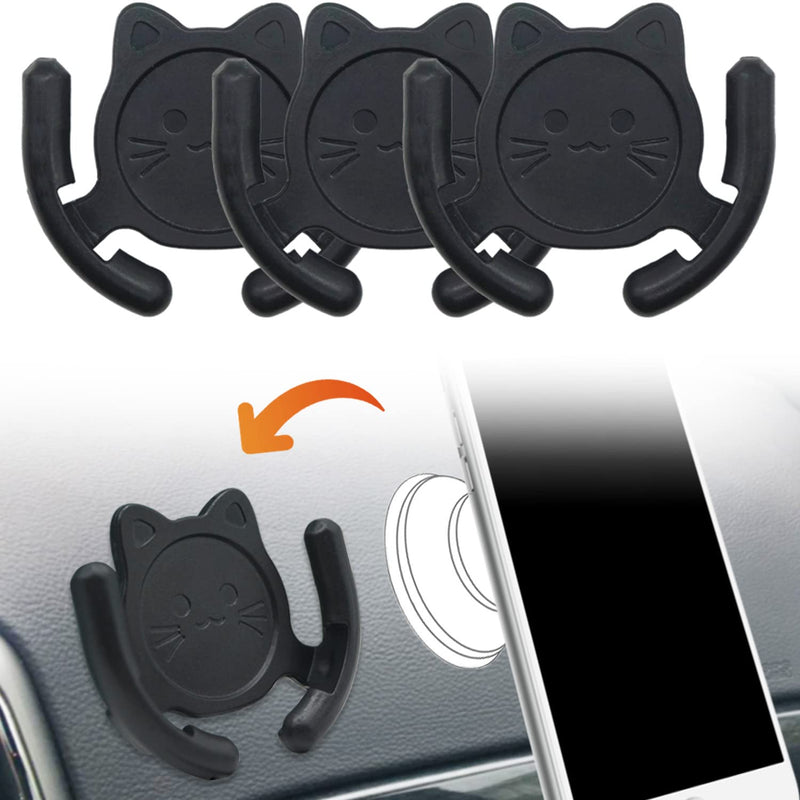 Multi-Surface Holder Car Mount 3 Pack Compatible for Popsocket Grip Holder for Pop Socket Mount Device Support Accessory Home Office Desk Wall Mount Cute Cat Strong Adhesive Sticky Pad (Black) Black
