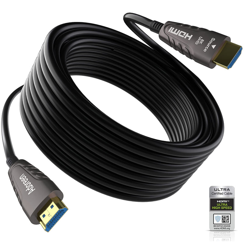 Adoreen 8K Fiber Optic HDMI 2.1 Cable 35 Feet-10 Meter（Certified） Active Optical HDMI Cord for 8K@60Hz 4K@120Hz 2K@240Hz Dynamic HDR eARC HDCP2.2&2.3 4:4:4 3D,Compatible PS5/PS4,Ultra HD TV 35FT