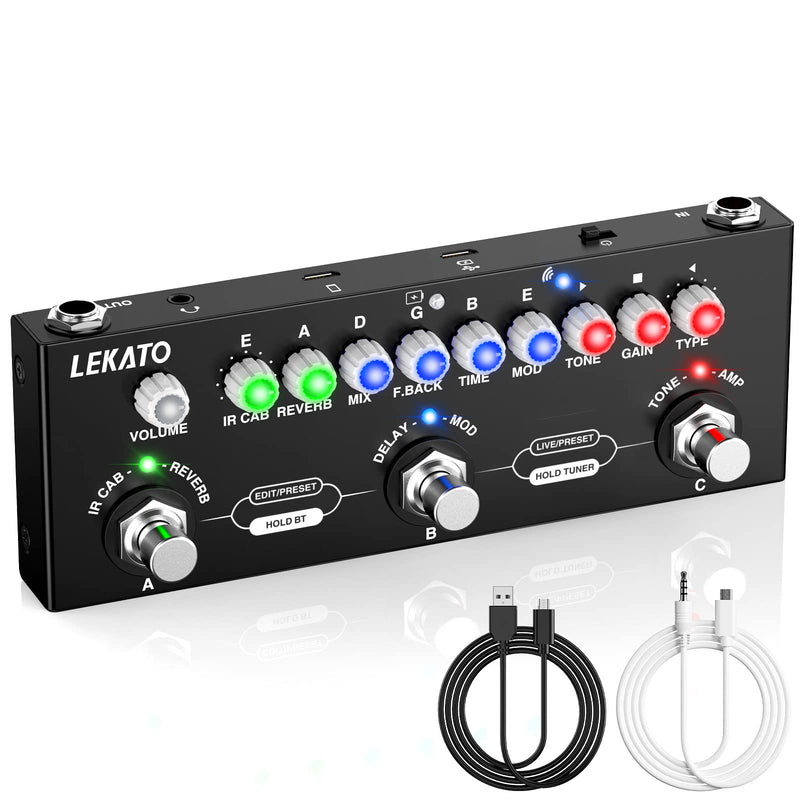 [AUSTRALIA] - LEKATO Multi Effects Guitar Pedal, with IR Loading 9 AMP Models, Delay Reverb Distortion Overdrive Pedal, Rechargable Electric Guitar Effects Multi Pedal Support Recording,Bluetooth 5.0 For Electric Guitar 