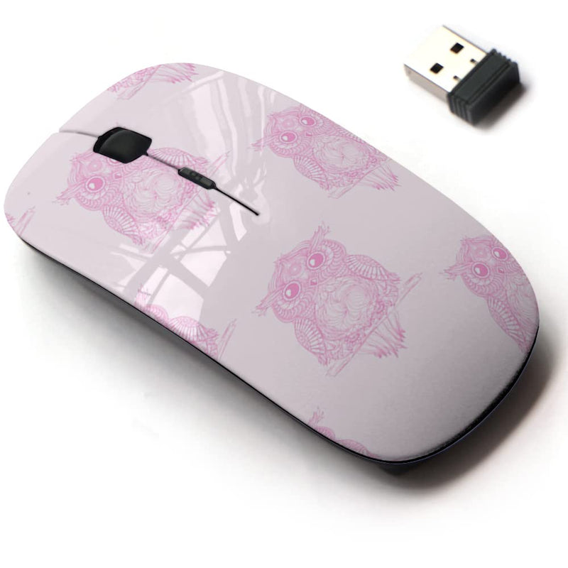 2.4G Wireless Mouse with Cute Pattern Design for All Laptops and Desktops with Nano Receiver - owl Design Zentangle