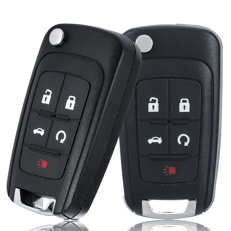 Car Key Fob Keyless Entry Remote Compatible with Chevy Cruze/Camaro/Impala/Equinox/GMC Terrain/Buick Lacrosse 2010 2011 2012 2013 2014 2015 2016 2017 5 Buttons Key for OHT01060512 (2 Packs) 2 Packs