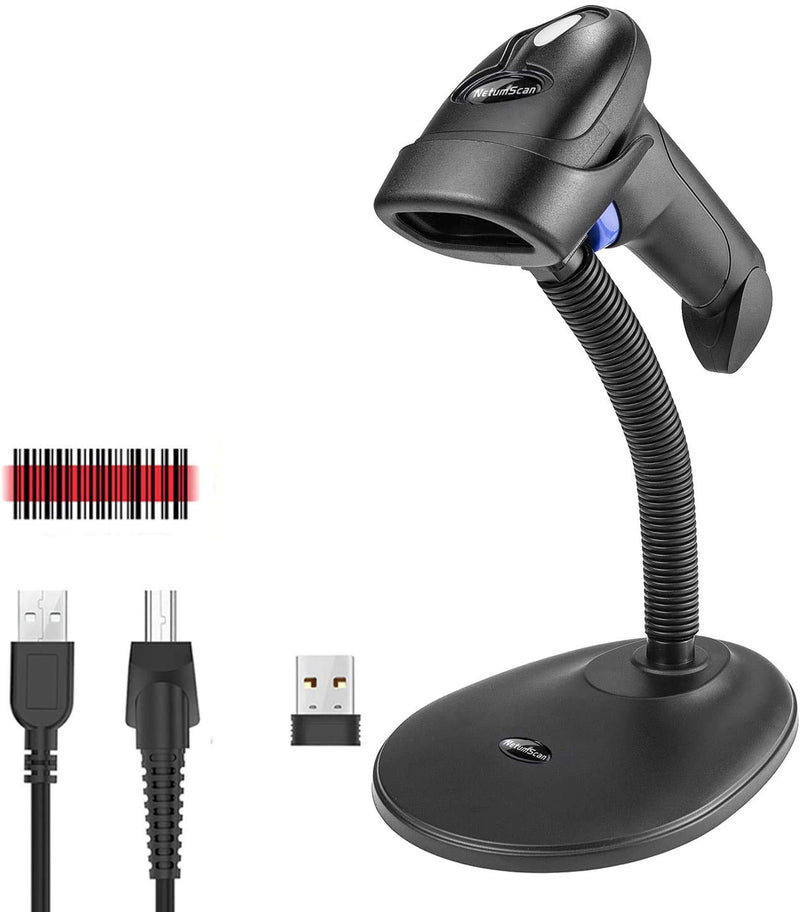 [AUSTRALIA] - NetumScan Wireless Barcode Scanner with Stand, 2-in-1 Automatic USB Cordless 1D Barcode Reader Handheld CCD Bar Code Scanner with Stand for Store, Supermarket, Warehouse 2.4G Wireless 