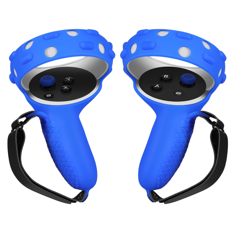 [AUSTRALIA] - TNP Controller Grips for Oculus Quest 2 / Meta Quest 2 Knuckle Strap Black VR Touch Controller Hand Grip Cover Protector Sleeve with Anti-Throw Adjustable Straps Blue 