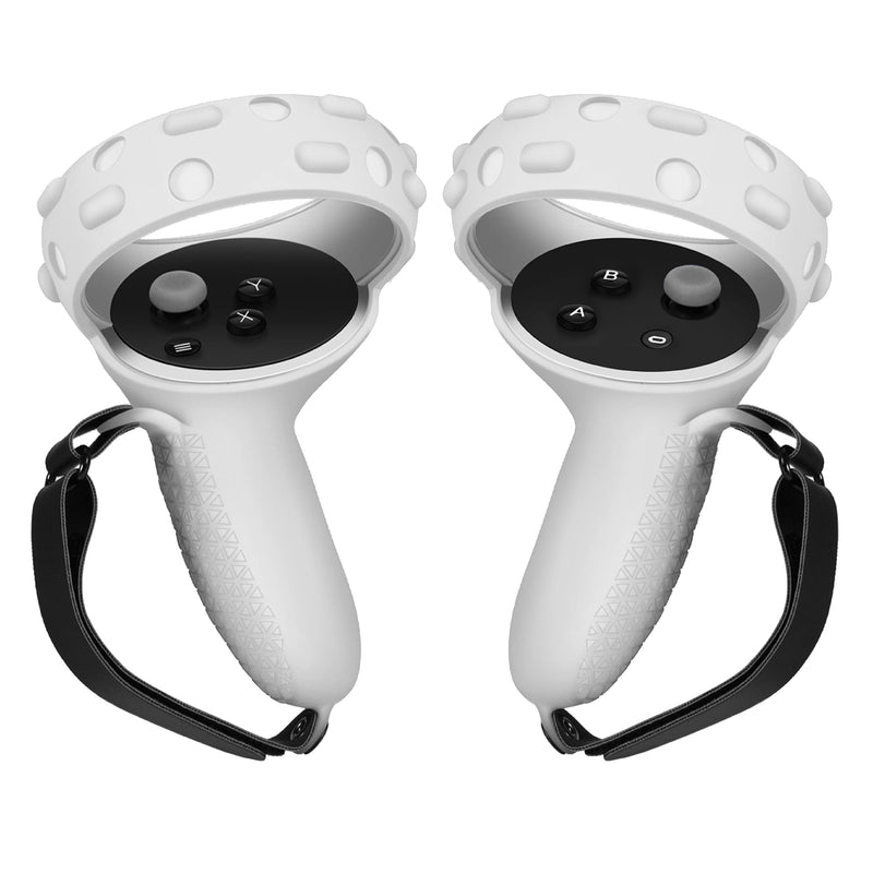 TNP Controller Grips for Oculus Quest 2 / Meta Quest 2 Knuckle Strap Black VR Touch Controller Hand Grip Cover Protector Sleeve with Anti-Throw Adjustable Straps White