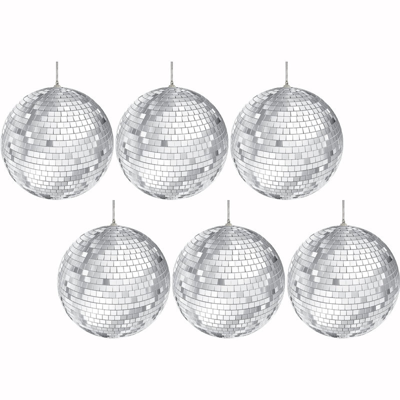 The Dreidel Company Mirror Disco Ball With Attached String For Hanging Ring, Reflects Light, Party Favor, 2" (6-Pack) 6-Pack