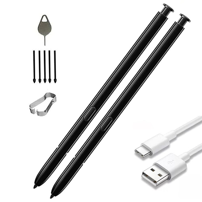 2 Pack Replacement Stylus Touch S Pen for Samsung Galaxy S22 Ultra S22U(Without Bluetooth)+Tips/Nibs Tweezer (Black) Black