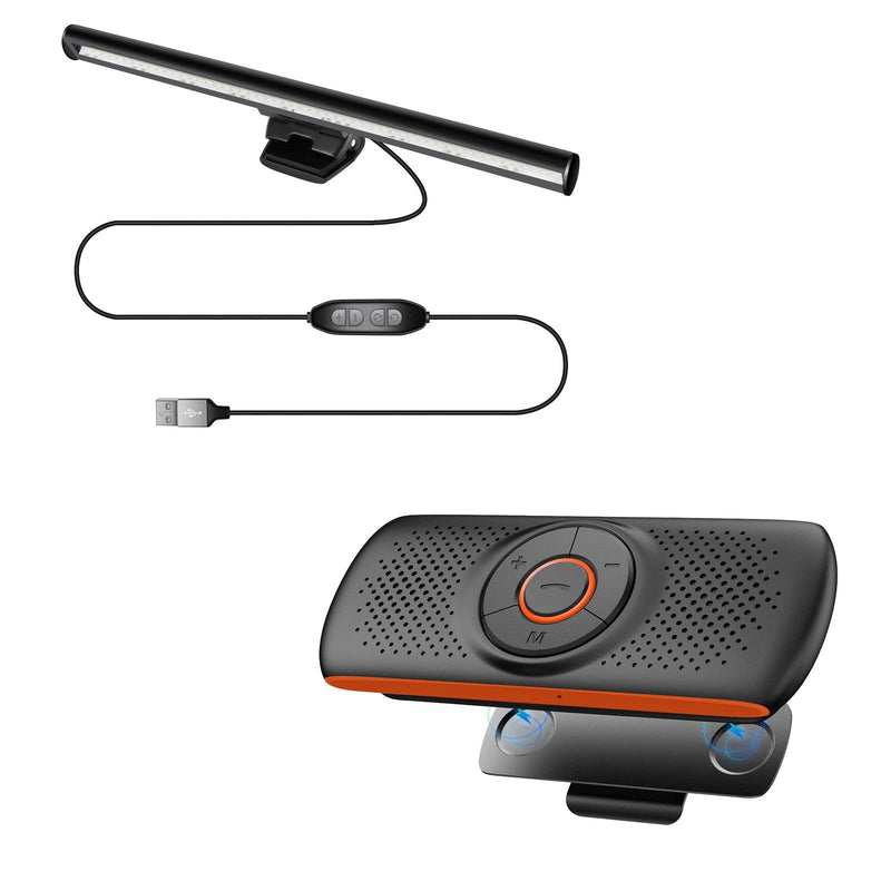 skybess Wireless Bluetooth Car Speakerphone + Laptop Monitor Light Bar LED USB Reading Lamp