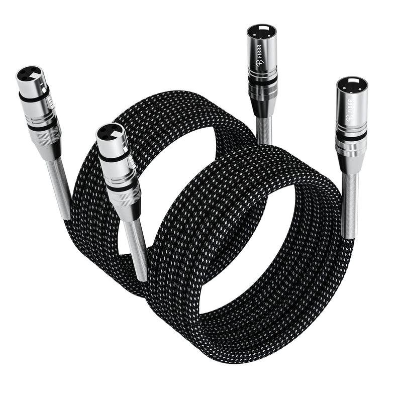 [AUSTRALIA] - FIBBR XLR Cable 25ft-2 Pack, Microphone Cable Nylon Braided XLR Male to Female Heavy Duty Balanced Microphone Cord Compatible with Preamps/Speaker Systems and More 8m/25ft 2PCS 