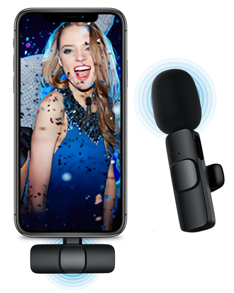 [AUSTRALIA] - ponovo Wireless Lavalier Microphone Compatible with iPhone, Lapel Clip-on Mic for Phone Video Recording TikTok YouTube Live Stream Vlog(NO App/Bluetooth Needed) 