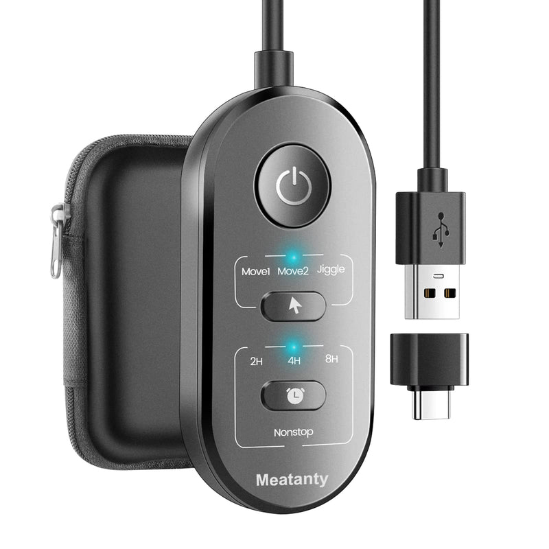 Meatanty 3 in 1 Mouse Jiggler USB Mouse Mover with Timer, Separate Mode Selection and ON/Off Button, Mouse Shaker with Portable Box, Support Multi-Track, Driver-Free and Plug＆Play Keeps PC Active