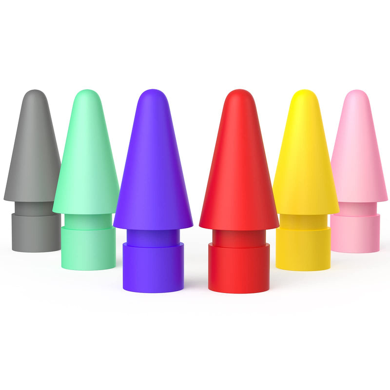 6 Pack Pencil Tips Replacement for Apple Pencil 1st & 2nd Generation, Compatible with iPad Air Mini Pro Apple Pencil 1st Gen & 2nd Generation Tips (red/Pink/Mint Green/Purple/Yellow/Gray) red/pink/mint green/purple/yellow/gray