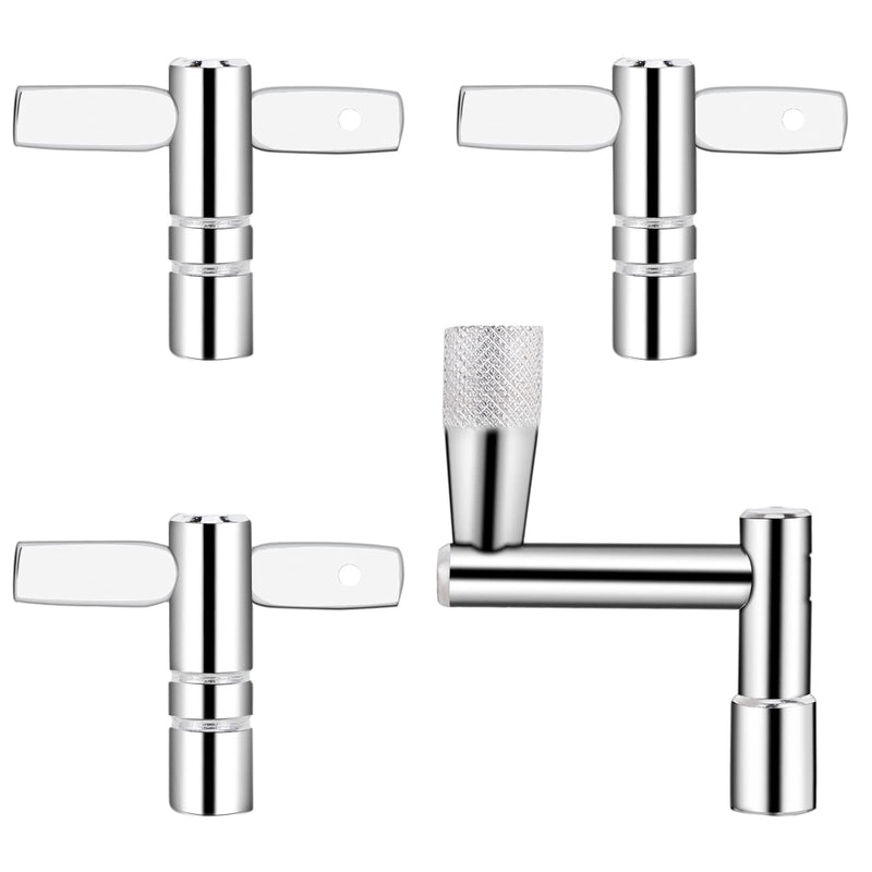 Soulmate Drum Keys 3-Pack Drum Tuner Drum Tuning Key with Continuous Motion Speed Key Percussion Hardware Tool With Hole, Universal Drum Key (Chrome-Plated Steel) 1+3