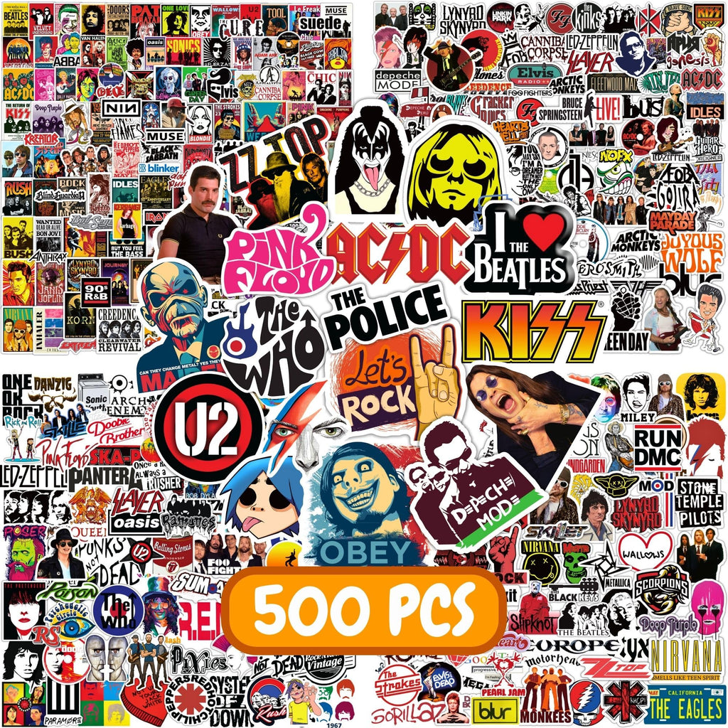 500 PCS Rock Band Stickers Pack Colorful VSCO Waterproof Stickers, Cute Aesthetic Stickers. Water Bottle, Laptop, Phone, Skateboard Stickers for Girls - Boys - Adults -Teens .., Vinyl Sticker