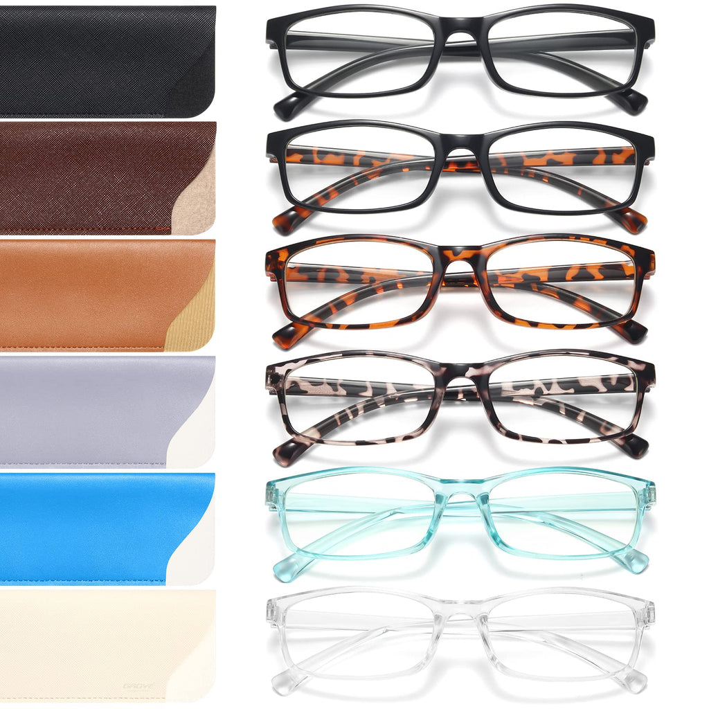 Gaoye 6 Pack Reading Glasses Blue Light Blocking for Women Men, Magnifying Readers Glass Anti UV Eyeglasses 6 Color*1 2.0 x
