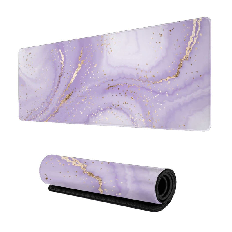 Purple Gold Marble Mouse Pad Gaming XL Large Mousepad Pretty Desk Mat for Women and Girls Long Extended Big Keyboard Pads Table Accessories for Gaming and Office 31.5 X 11.8 Inch Purple Gold Splatter One Size