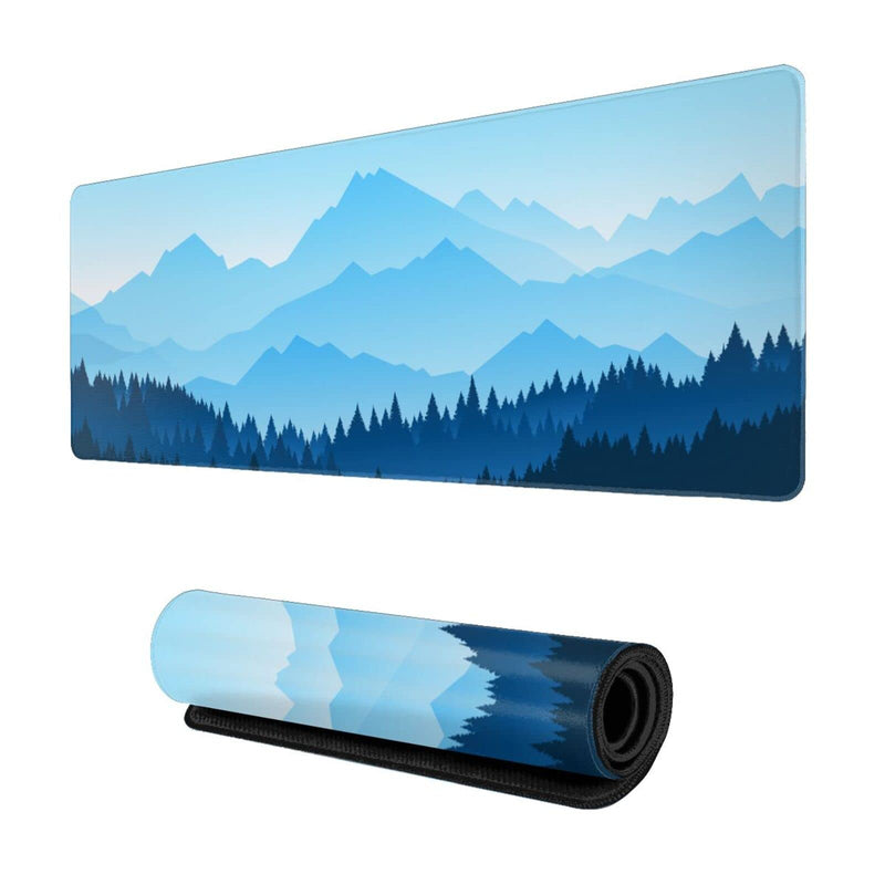 Blue Mountain Forest Landscape Mouse Pad Gaming XL Large Mousepad Desk Mat Long Extended Big Keyboard Pads Table Accessories for Gaming and Office Pc Laptop Computer 31.5 X 11.8 Inch Blue Mountain Forest Landscape One Size
