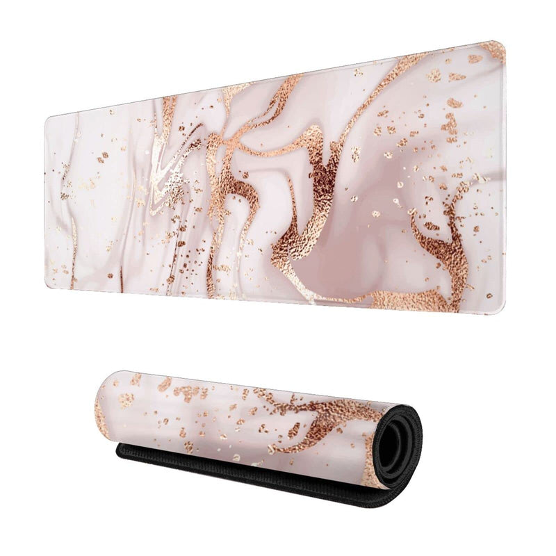 Rose Gold Marble Mouse Pad for Women and Girls Gaming XL Large Mousepad Cute Desk Mat Long Extended Big Keyboard Pads Table Accessories for Gaming and Office 31.5 X 11.8 Inch Rose Gold Marble One Size