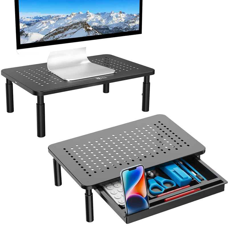WALI Bundles-Monitor Stand Riser Height Adjustable and Computer Monitor Stand with Drawer