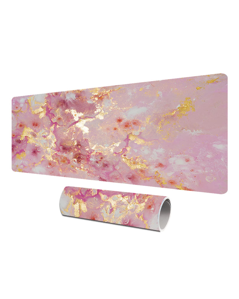 Loveon Rose Gold Large Mouse Pad,Cute Extended Gaming Desk Decor Pad,Office Desk Mat,PU Leather Waterproof Mousepad,Computer PC Laptop Pads for School Office Home and Game,31.5" x 15.7" -Golden Marble Rose Golden Marble