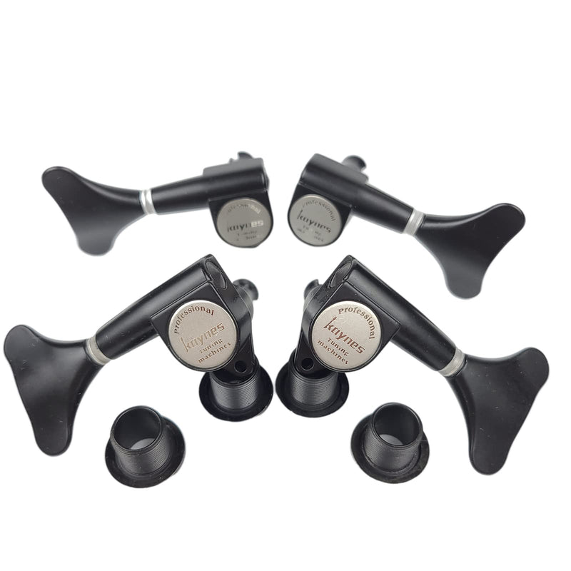 [AUSTRALIA] - KAYNES Guitar Bass Tuners - 1:18 Ratio Black Headstock Sealed Machine Heads Tuners Closed Tuning Key Pegs Replacement for Electric Jazz Bass or Precision (2R + 2L, Black) 2R + 2L 