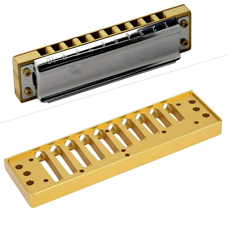 [AUSTRALIA] - Harmonica Comb, Aluminum Alloy Comb Harmonica Part for Hohne SP20 Blues HormonicaComb Accessory 10 Hole Blues Harp Comb(gold) gold 