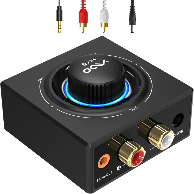 [AUSTRALIA] - YMOO B06T3 Bluetooth 5.3 Receiver, 100ft RCA Bluetooth Audio Adapter for 3.5mm Jack AUX HiFi Home Stereo/Speaker from Smartphone/Tablet/Laptop, Dual Link for Two Speakers, SBC AAC Audio Black 