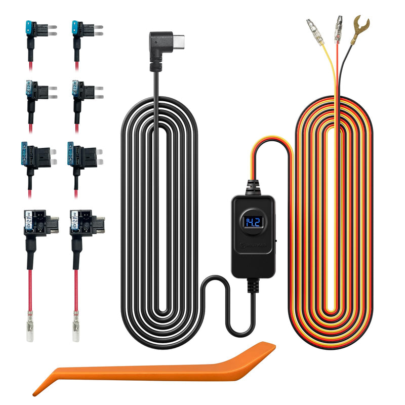 [AUSTRALIA] - REDTIGER F7N Dash Cam Hardwire Kit USB C Port, Dashboard Camera Car Charger Cable Kit 12V- 24V to 5V w/Fuse Kit, Low Voltage Protection for Dash Cam Double-4 Fuses 
